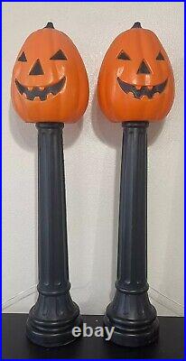 Vintage 1991 TPI Halloween Jack O Lantern Set Of 2 44 Lighted Blow Mold Post