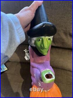 Vintage 1992 Don Featherstone Flying Witch Halloween Blow Mold Rare With Light