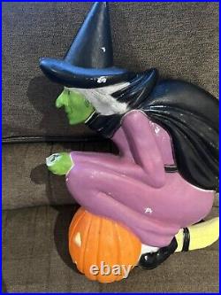 Vintage 1992 Don Featherstone Flying Witch Halloween Blow Mold Rare With Light