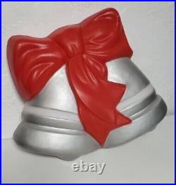 Vintage 1993 TPI Silver Bells & Red Bow Wall Hanger Blow Mold Christmas -Rare