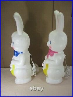 Vintage 1995 Easter Bunny Mom & Dad with Basket Lighted Blow Mold 22