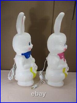 Vintage 1995 Easter Bunny Mom & Dad with Basket Lighted Blow Mold 22