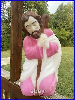 Vintage 1995 Empire 4 Piece Nativity Blow Mold Halos Joseph Mary Jesus & Donkey
