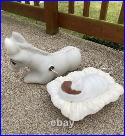 Vintage 1995 Empire 4 Piece Nativity Blow Mold Halos Joseph Mary Jesus & Donkey