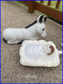 Vintage 1995 Empire 4 Piece Nativity Blow Mold Halos Joseph Mary Jesus & Donkey