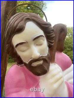 Vintage 1995 Empire 4 Piece Nativity Blow Mold Halos Joseph Mary Jesus & Donkey