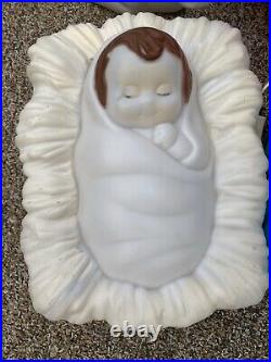 Vintage 1995 Empire 4 Piece Nativity Blow Mold Halos Joseph Mary Jesus & Donkey