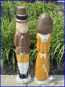 Vintage 1996 Union Products Pilgrim Pair Man & Woman LIGHTED Blow Molds 34