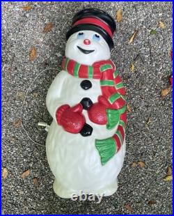 Vintage 1997 Grand Venture 38 Snowman Blow Mold With Red and Green Scarf