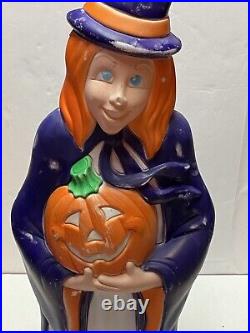 Vintage 1997 Grand Venture Blow Mold Halloween Witch Holding Jack-O'-Lantern 40