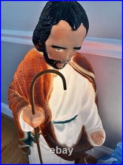 Vintage 1997 Mary Joseph Blow Mold Christmas Nativity Yard Decor TPI Plastics