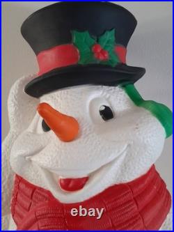 Vintage 2000 TPI Christmas Lighted Snowman with Sled Blow Mold 40 Tall READ