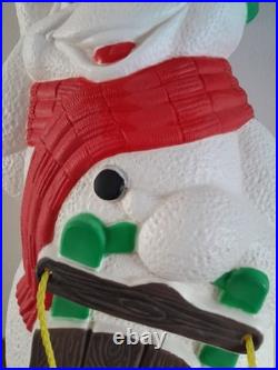 Vintage 2000 TPI Christmas Lighted Snowman with Sled Blow Mold 40 Tall READ