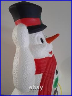 Vintage 2000 TPI Christmas Lighted Snowman with Sled Blow Mold 40 Tall READ