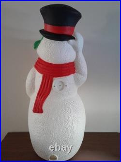 Vintage 2000 TPI Christmas Lighted Snowman with Sled Blow Mold 40 Tall READ