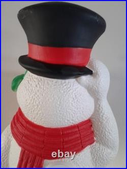 Vintage 2000 TPI Christmas Lighted Snowman with Sled Blow Mold 40 Tall READ