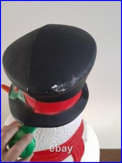 Vintage 2000 TPI Christmas Lighted Snowman with Sled Blow Mold 40 Tall READ