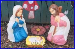 Vintage 28 Illuminated Nativity Blow Mold Mary, Joseph and Baby Jesus Gorgeous