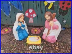 Vintage 28 Illuminated Nativity Blow Mold Mary, Joseph and Baby Jesus Gorgeous
