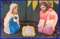 Vintage 28 Illuminated Nativity Blow Mold Mary, Joseph and Baby Jesus Gorgeous Vintage 28 Illuminated Nativity Blow Mold Mary, Joseph and Baby Jesus Gorgeous
