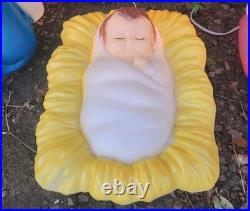 Vintage 28 Illuminated Nativity Blow Mold Mary, Joseph and Baby Jesus Gorgeous