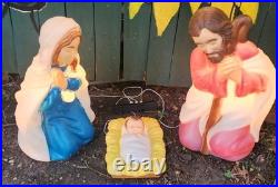 Vintage 28 Illuminated Nativity Blow Mold Mary, Joseph and Baby Jesus Gorgeous