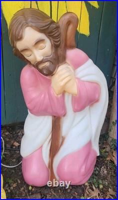 Vintage 28 Illuminated Nativity Blow Mold Mary, Joseph and Baby Jesus Gorgeous