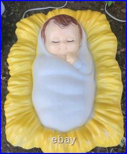 Vintage 28 Illuminated Nativity Blow Mold Mary, Joseph and Baby Jesus Gorgeous