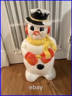 Vintage 31 Poloron Snowman Christmas Yard Blow Mold Lighted with Cord