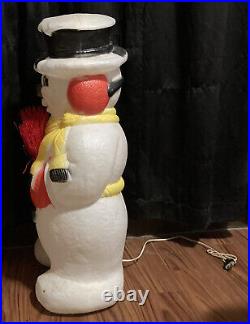 Vintage 31 Poloron Snowman with Broom Christmas Yard Blow Mold Lighted WORKS