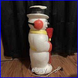 Vintage 31 Poloron Snowman with Broom Christmas Yard Blow Mold Lighted WORKS