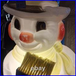 Vintage 31 Poloron Snowman with Broom Christmas Yard Blow Mold decoration plastic