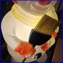 Vintage 31 Poloron Snowman with Broom Christmas Yard Blow Mold decoration plastic