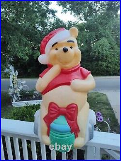 Vintage 33 Disney Christmas Blow Mold Winnie The Pooh Santa's Best Honey Pot