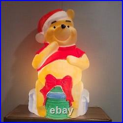 Vintage 33 Disney Christmas Blow Mold Winnie The Pooh Santa's Best Honey Pot