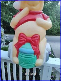 Vintage 33 Disney Christmas Blow Mold Winnie The Pooh Santa's Best Honey Pot