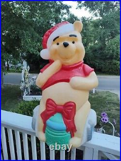 Vintage 33 Disney Christmas Blow Mold Winnie The Pooh Santa's Best Honey Pot