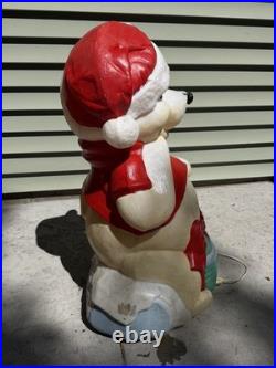 Vintage 33 Winnie The Pooh Blow Mold Santa Hat Honey Pot Disney Broken Nose