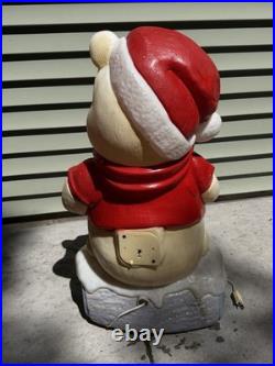 Vintage 33 Winnie The Pooh Blow Mold Santa Hat Honey Pot Disney Broken Nose