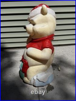 Vintage 33 Winnie The Pooh Blow Mold Santa Hat Honey Pot Disney Broken Nose
