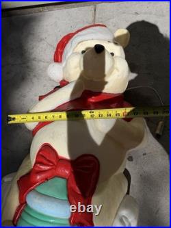 Vintage 33 Winnie The Pooh Blow Mold Santa Hat Honey Pot Disney Broken Nose