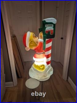 Vintage 34 General Foam Santa Elf Mailbox Post Christmas Blow Mold Decor