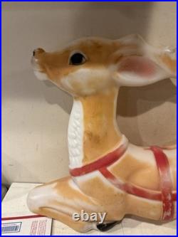 Vintage 34 Santa Reindeer Blow Mold For Santa Sleigh Reindeer