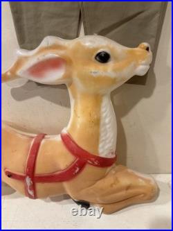 Vintage 34 Santa Reindeer Blow Mold For Santa Sleigh Reindeer