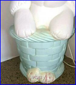 Vintage 3 Easter Bunny Tier On A Basket Stack 32 Lighted Blow Mold
