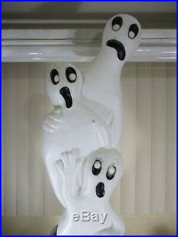Vintage 3 Ghost in Tombstone Lighted Halloween Blow Mold Decor by UNION 41