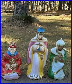 Vintage 3 WISE MEN Three Kings Blow Mold Christmas Nativity withNew Light Kits