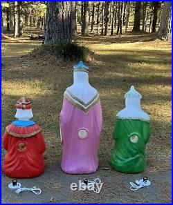 Vintage 3 WISE MEN Three Kings Blow Mold Christmas Nativity withNew Light Kits