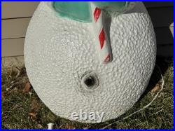 Vintage 40 Union Products Dimple Snowman Blow Mold Christmas Green Scarf Candy