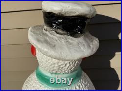 Vintage 40 Union Products Dimple Snowman Blow Mold Christmas Green Scarf Candy